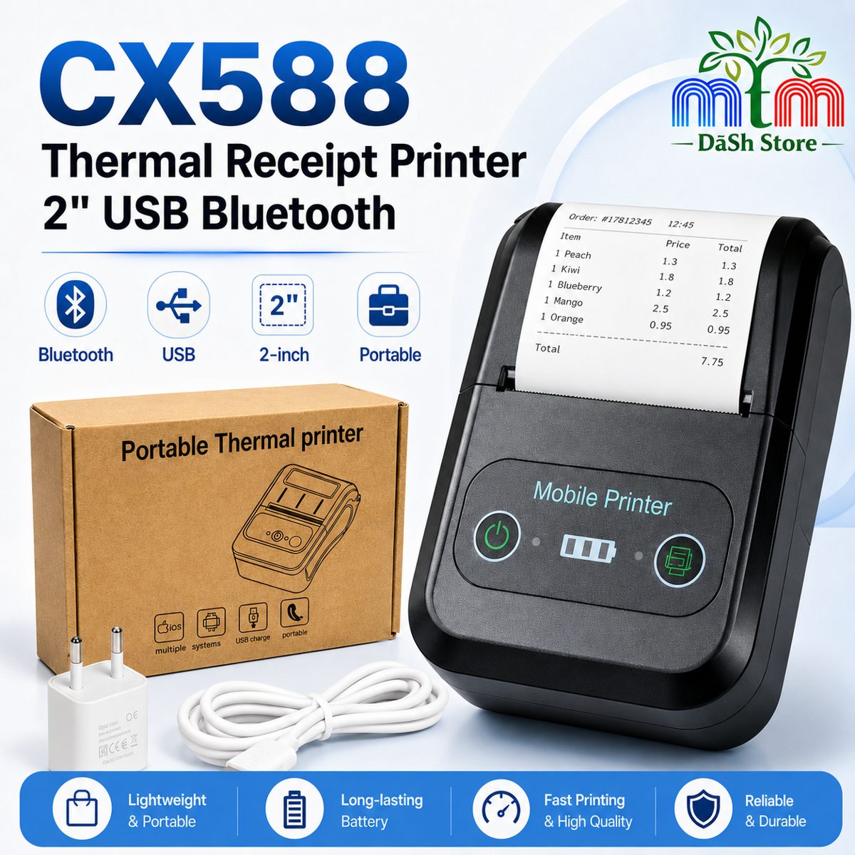 ASP CX588 Thermal Receipt Printer 2" USB Bluetooth