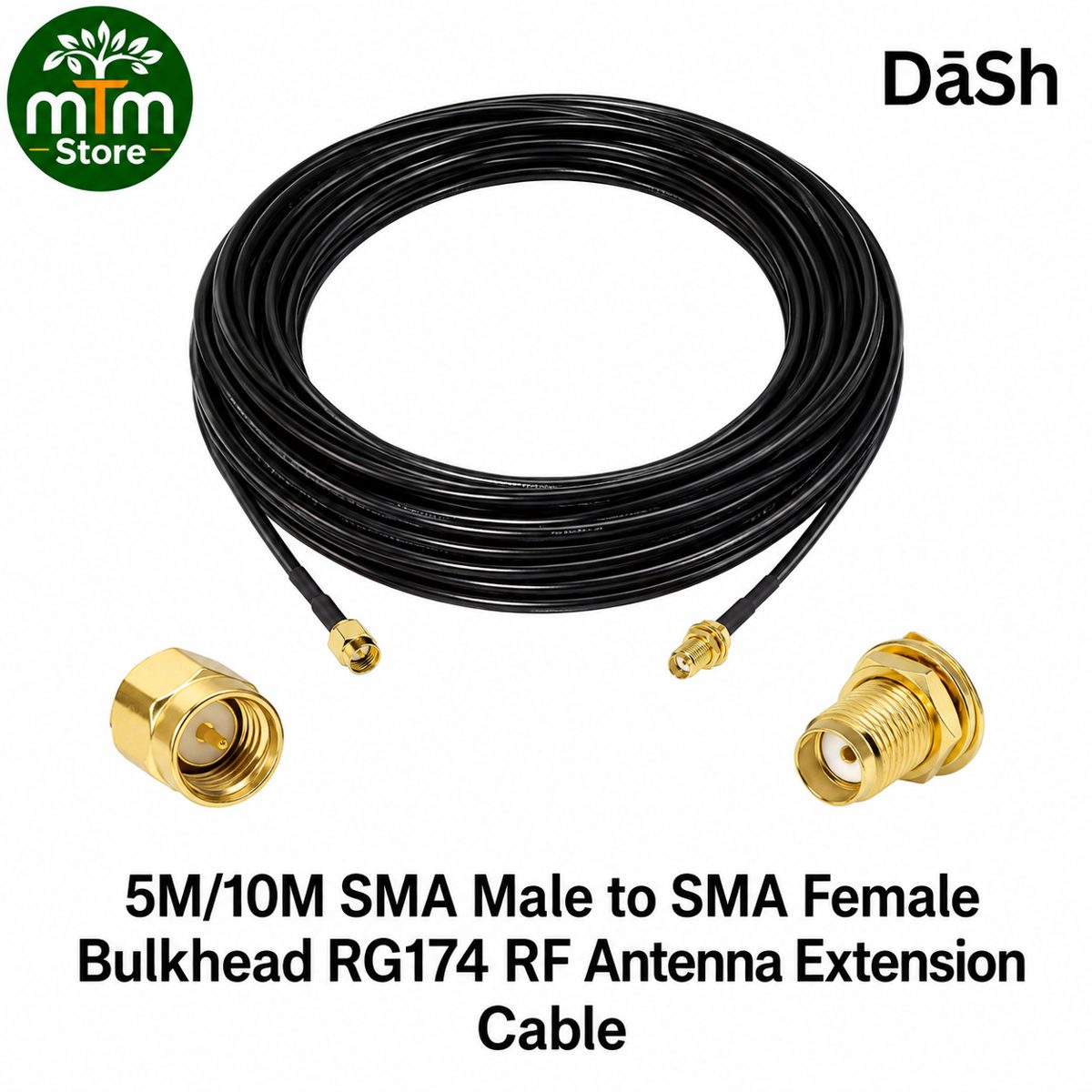 DaSh Extension Cable For Antenna, 5M/10M SMA Male to SMA Female Bulkhead