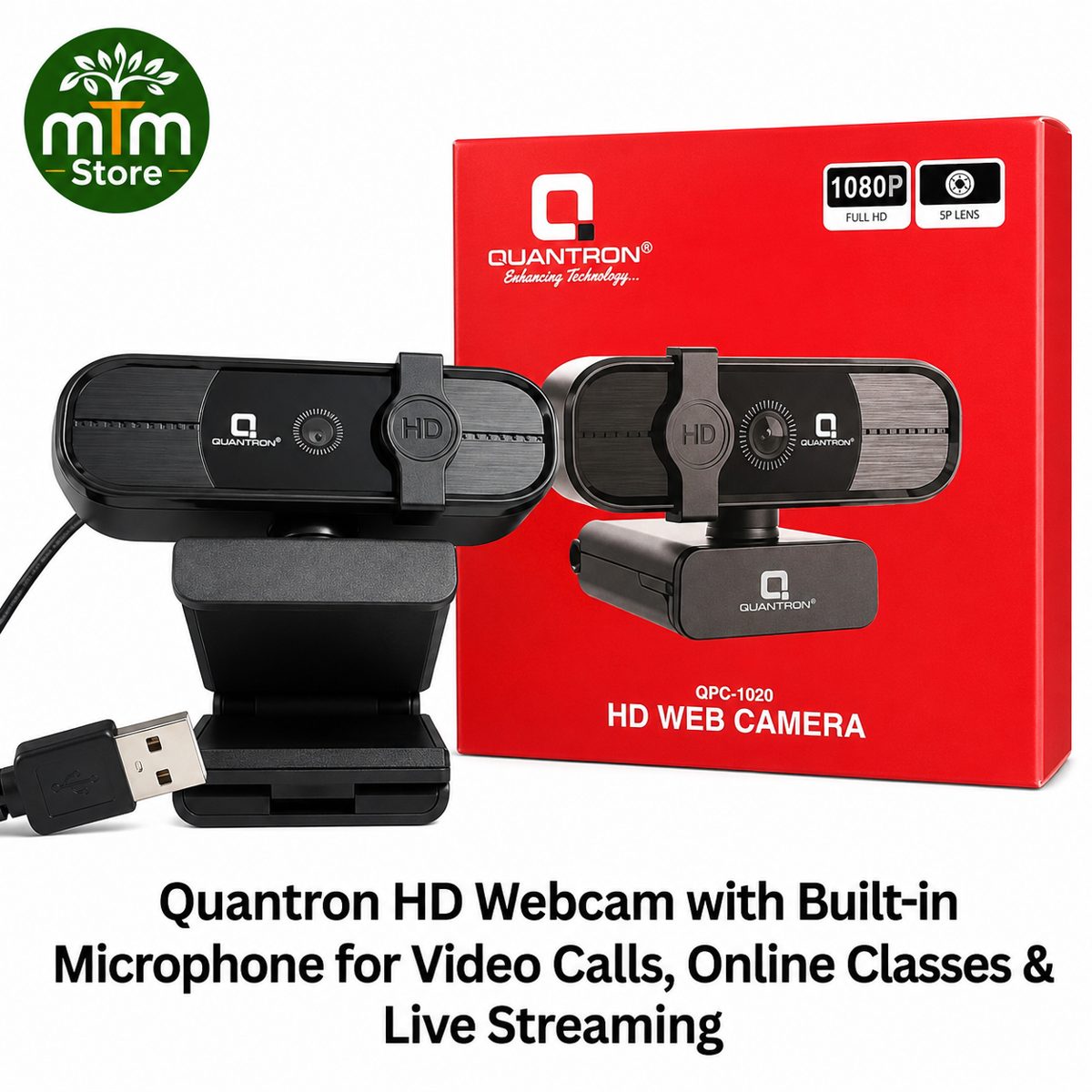 DaSh Quantron HD Webcam with Built-in Microphone for Video Calls, Online Classes & Live Streaming