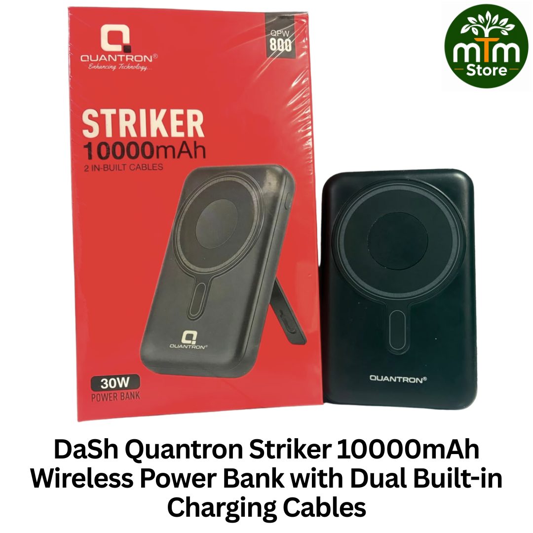 DaSh Quantron Striker 10000mAh Wireless Power Bank with Dual Built-in Charging Cables