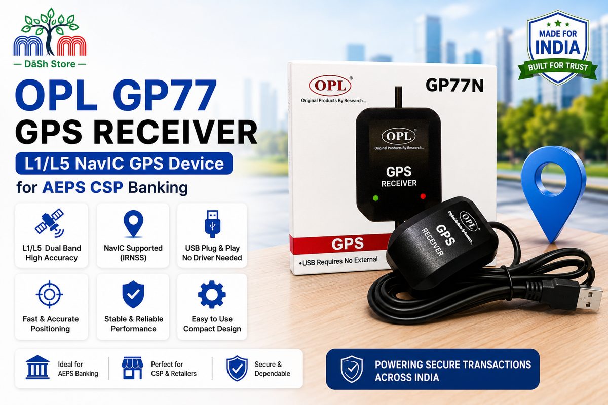OPL GP-77N Dual-Band L1/L5 GNSS Receiver for Bank CSP, Aadhaar & AEPS