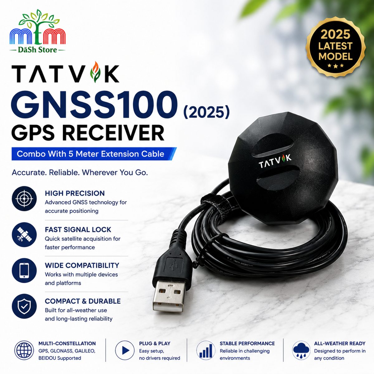 TATVIK GNSS100 Dual-Band L1/L5 GNSS Receiver for Bank CSP, Aadhaar & AEPS