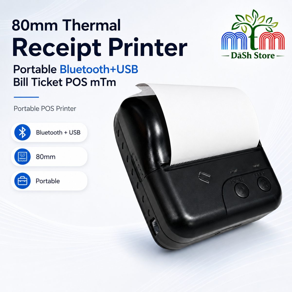 Thermal Receipt Printer 80mm Portable Bluetooth+USB Bill Ticket POS mTm